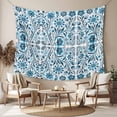 thumbnail image 2 of Blue Boho Tapestry for Bedroom Wall Hanging Tapestry, Ethnic Tribal Floral Abstract Art Aesthetics Ceiling Backdrop Tapestries Poster Blanket Wall Decor for Teens Room Living Room Dorm 59" x 79", 2 of 8