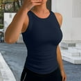 thumbnail image 2 of Tank Tops for Women,Ribbed Camisole Tank Top Round Neck Sleeveless Undershirt for Home Casual Wear,Tank Top for Women,Z03 Navy,M, 2 of 4
