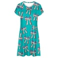 thumbnail image 4 of Puntoco Vestido De Cuello Redondo De Manga Corta Suelto Informal Estampado Del Día De La Independencia De Verano Para Mujer Verde Menta Xl,Regalos Para Mujer Joven, 4 of 5