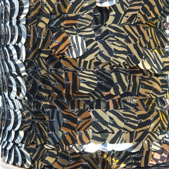 Gold Black Sequin Trim 10mm Center Stitched Tiger Metallic Made in USA