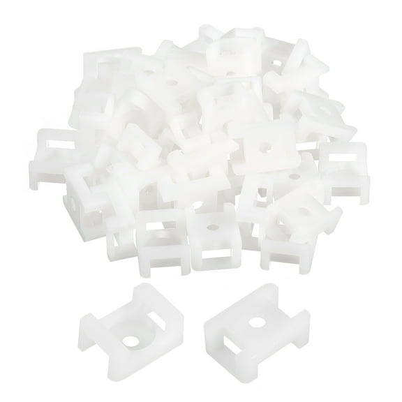 Uxcell 250pcs Cable Tie Base Saddle Type Mount Wire Holder, 0.88"x0.63"x0.35" Wire Clips Organizer Clamp White 0.17"Dia
