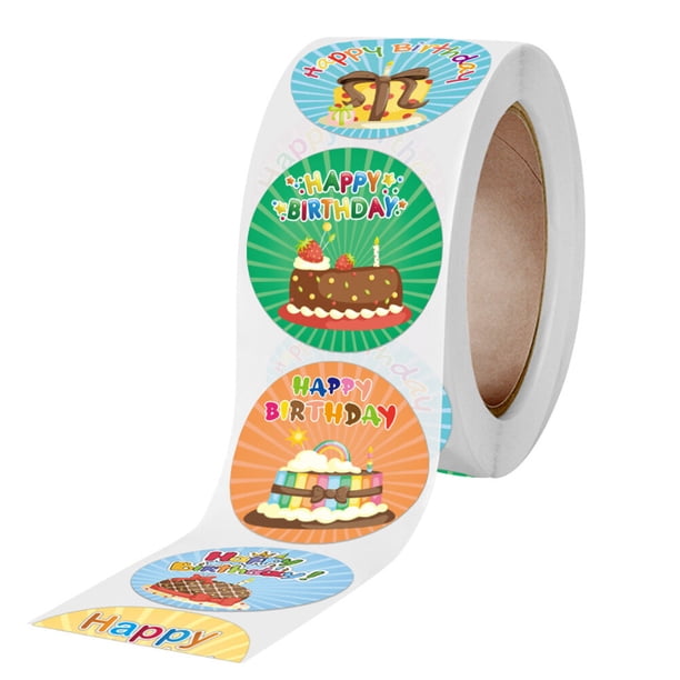 1 rollo de 500 pegatinas decorativas para regalos de cumpleaños y festivales.