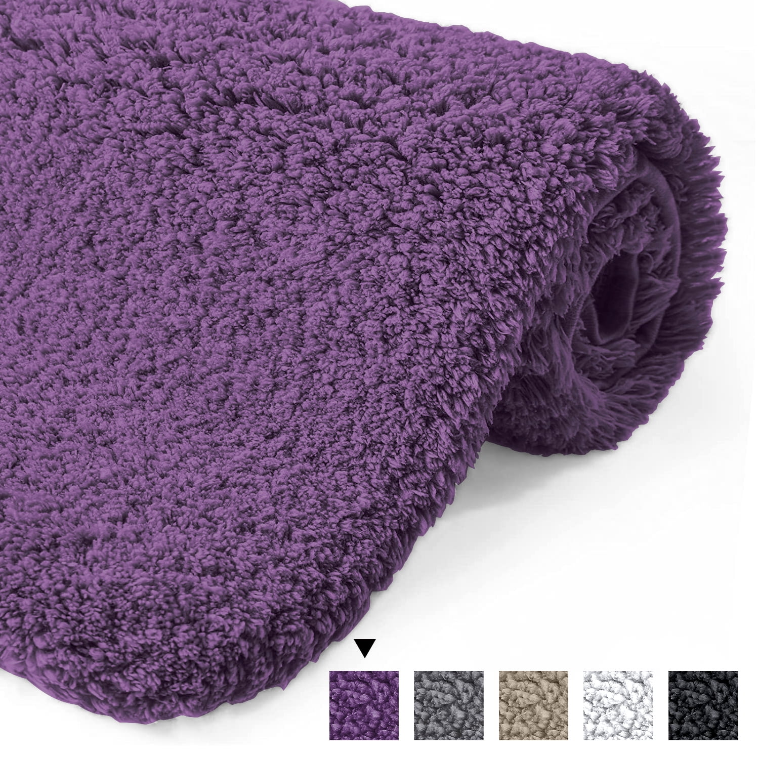 Large Bathroom Rug Non Slip Bath Mat for Bathroom, 24' x 60' Microfiber Thick Plush Bath Rug for Bathroom, Bedroom, Purple