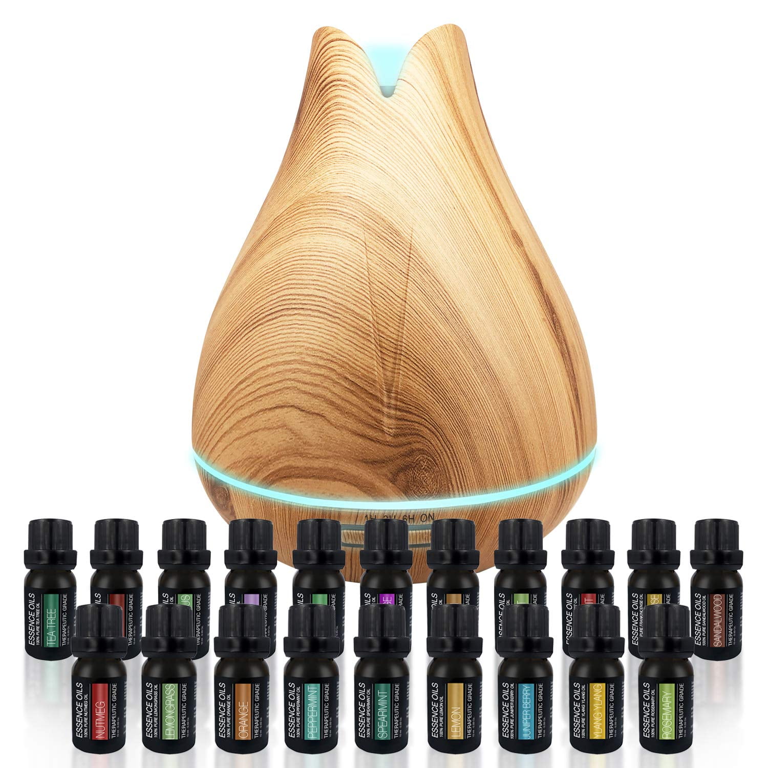Aromatherapy Essential Oil Diffuser Gift Set With Oils And Rotating Display Stand 400m Light Wood Walmart Com Walmart Com