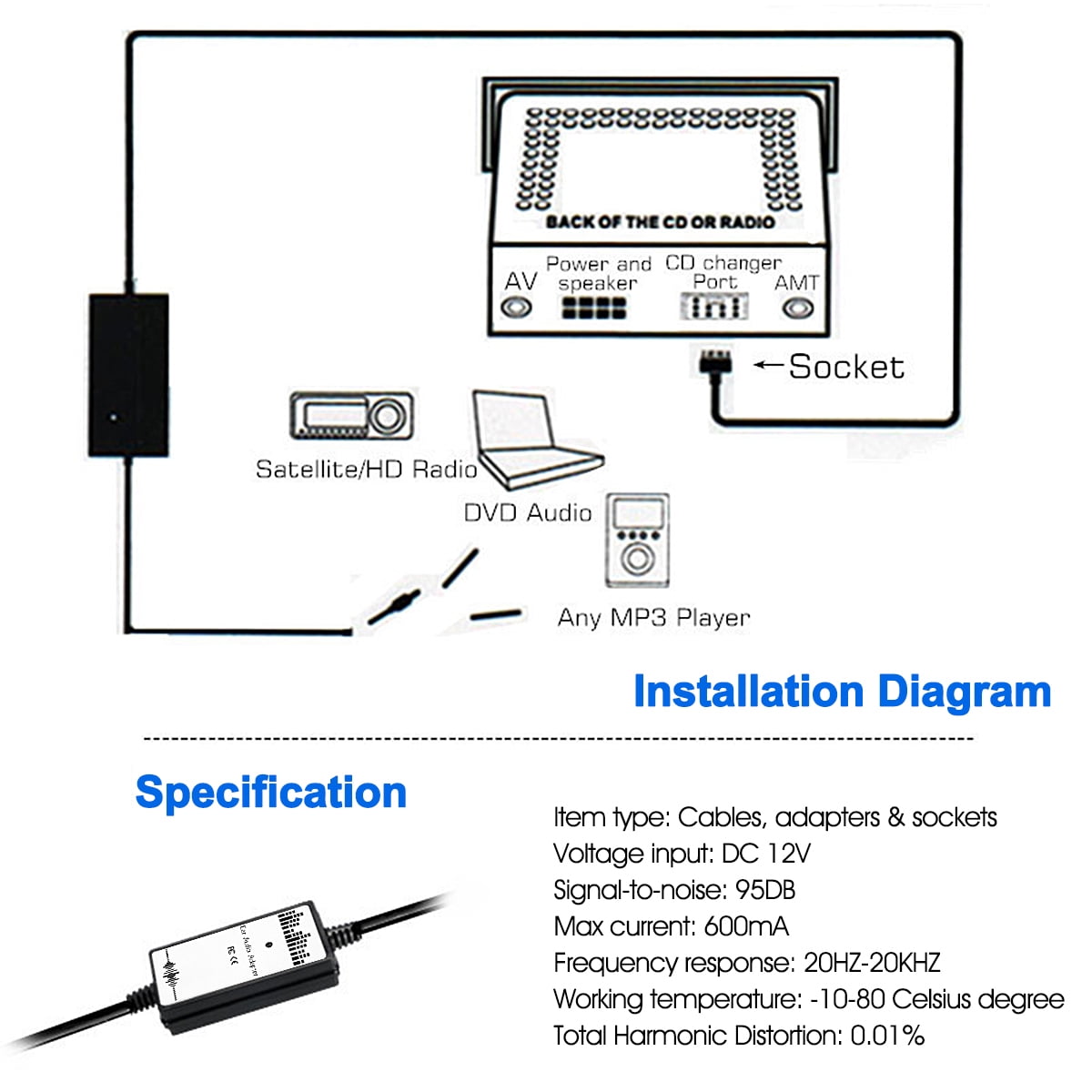 Aux Hd01 Honda 2 4 Aux Audio Adapter Walmart Com Walmart Com