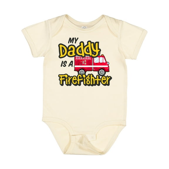 Inktastic My Daddy is a Firefighter with Fire Truck Boys or Girls Baby Bodysuit
