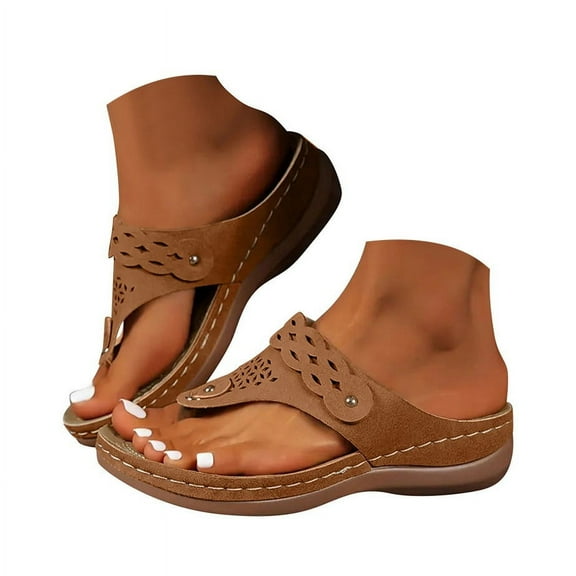 IUJSOY Slippers for Women Bohemian Flip Flops Comfort Wedge Sandals Casual Summer Beach Shoes