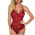 thumbnail image 2 of Teissuly Jumpsuit Women Lace Lingerie Hollow Out Bodysuit Open Crotch Pajamas Sexy Underwear Rompers, 2 of 9