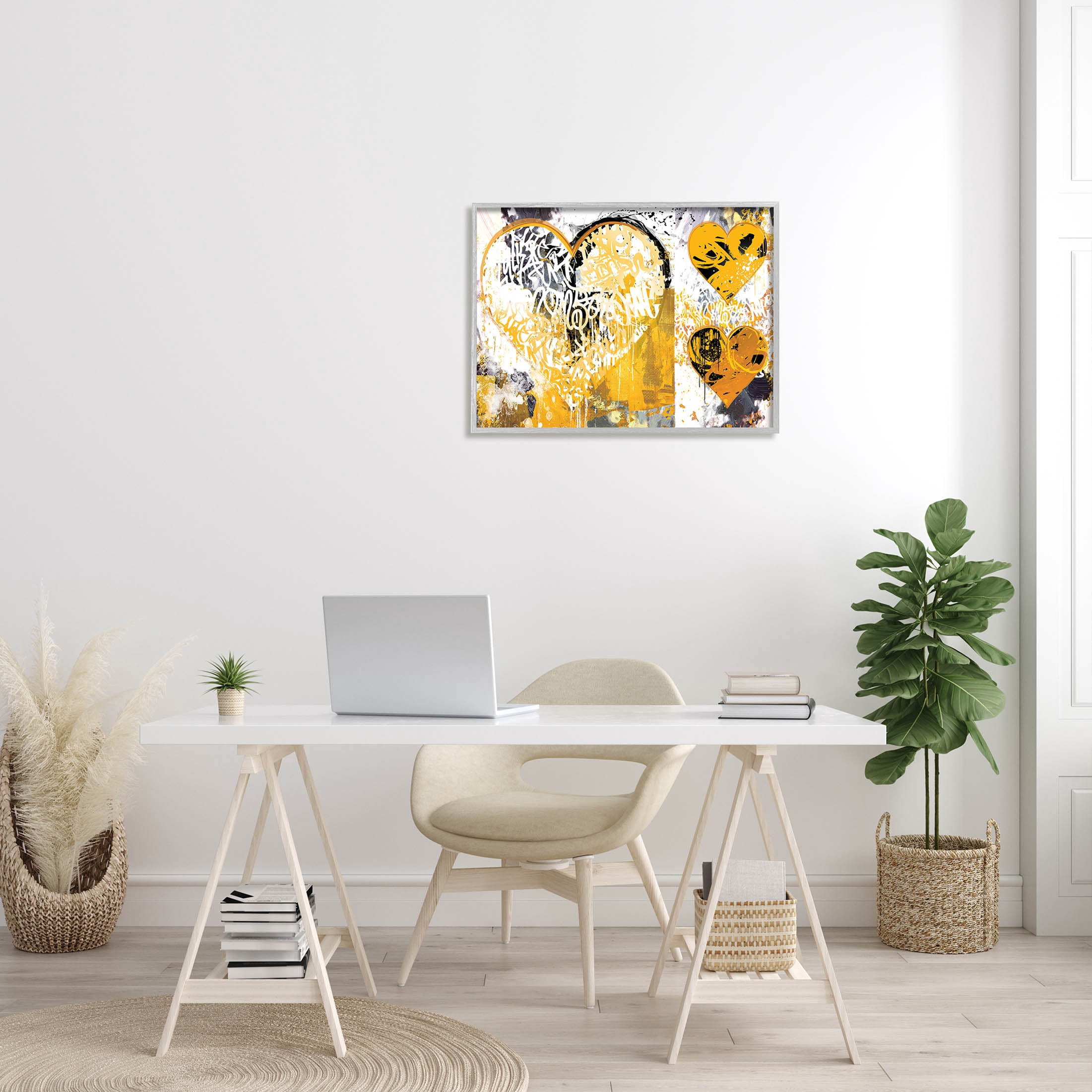 Stupell Industries Urban Paint Drip Graffiti Heart Shape Graphic Art Gray Framed Art Print Wall Art, Design by Porter Hastings