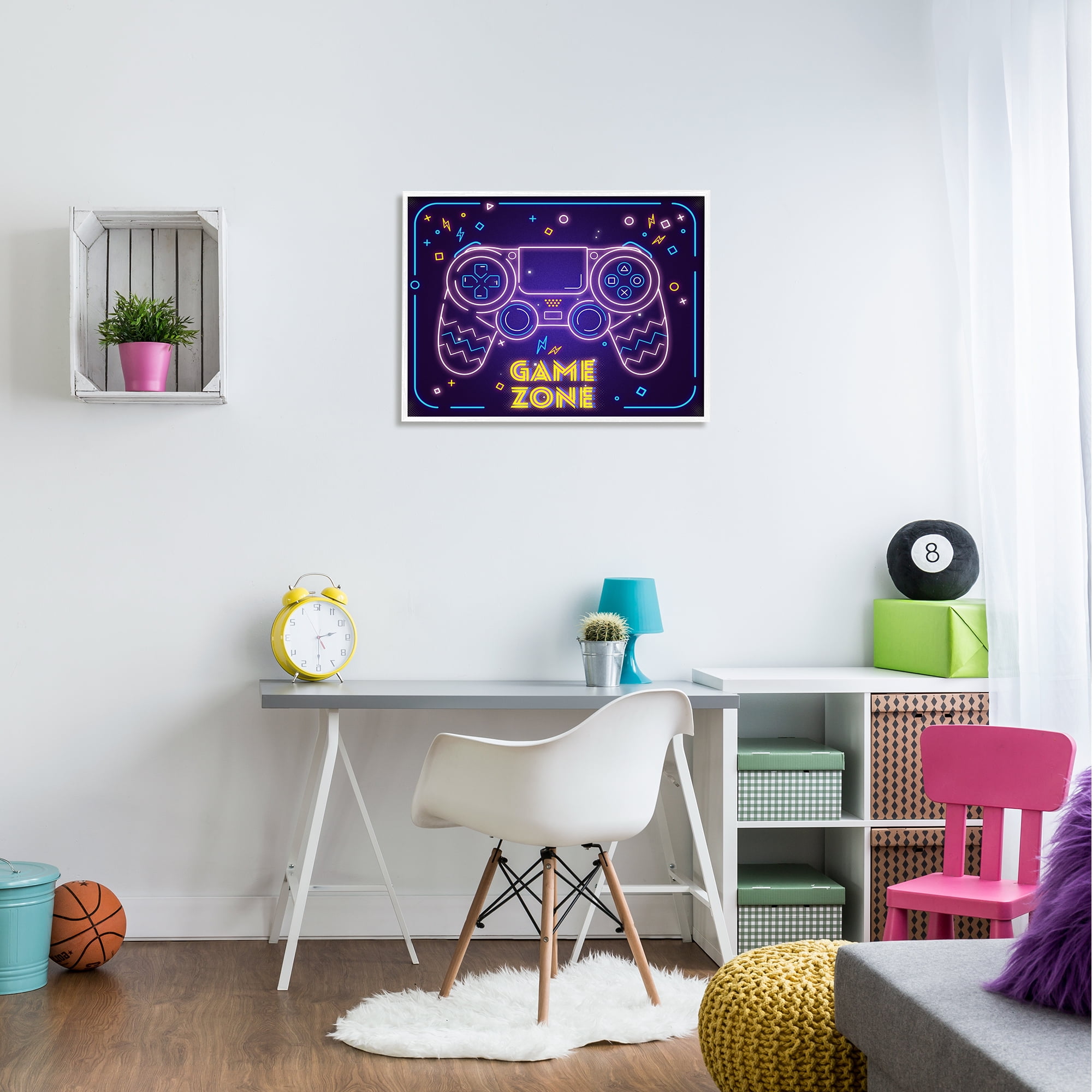 Stupell Industries Vivid Neon Style Game Zone Arcade Gamer Sign , 30 x 24, Design by Ziwei Li