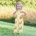 thumbnail image 5 of Kids Girl Easter Bunny Romper Jumpsuit Yellow Sleeveless Harem Floral Print Spring Outfit,Size 1 T, 5 of 7