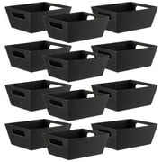 Celebrate It Black Gift Basket with Handles - Paper Gift Basket for Weddings, Parties, Birthdays - Bulk 12 Pack