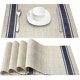 thumbnail image 1 of Set of 6 30 x 45 cm Placemats for Dining Table, Heat-Resistant Kitchen Mats - Navy Blue Striped, 1 of 5