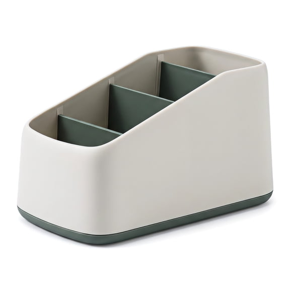 Remote Caddy, 4-Compartment Desktop Organizer and Pencil Holder, Grey Green