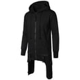 thumbnail image 4 of Fesfesfes Hoodie Tops for Men Men Casual Solid Dark Style Long Sleeve Zipper Hooded Pullover Sweatshirt, 4 of 9