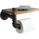 thumbnail image 1 of Xiao Hua Portarrollos de papel higiénico rústico con estante, soporte industrial para rollo de papel higiénico, soporte de pared de madera rústica para baño (bronce), 1 of 5
