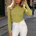 thumbnail image 3 of Lenpel Womens Long Sleeve Tops Fall Ribbed Knit Mock Neck Pullover Sweaters Casual Slim Fit Basic Blouses, 3 of 4