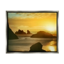Stupell Industries Sea Stacks at Sunset Nature Photography Gray Floater Framed Art Print Wall Art, 31 x 25
