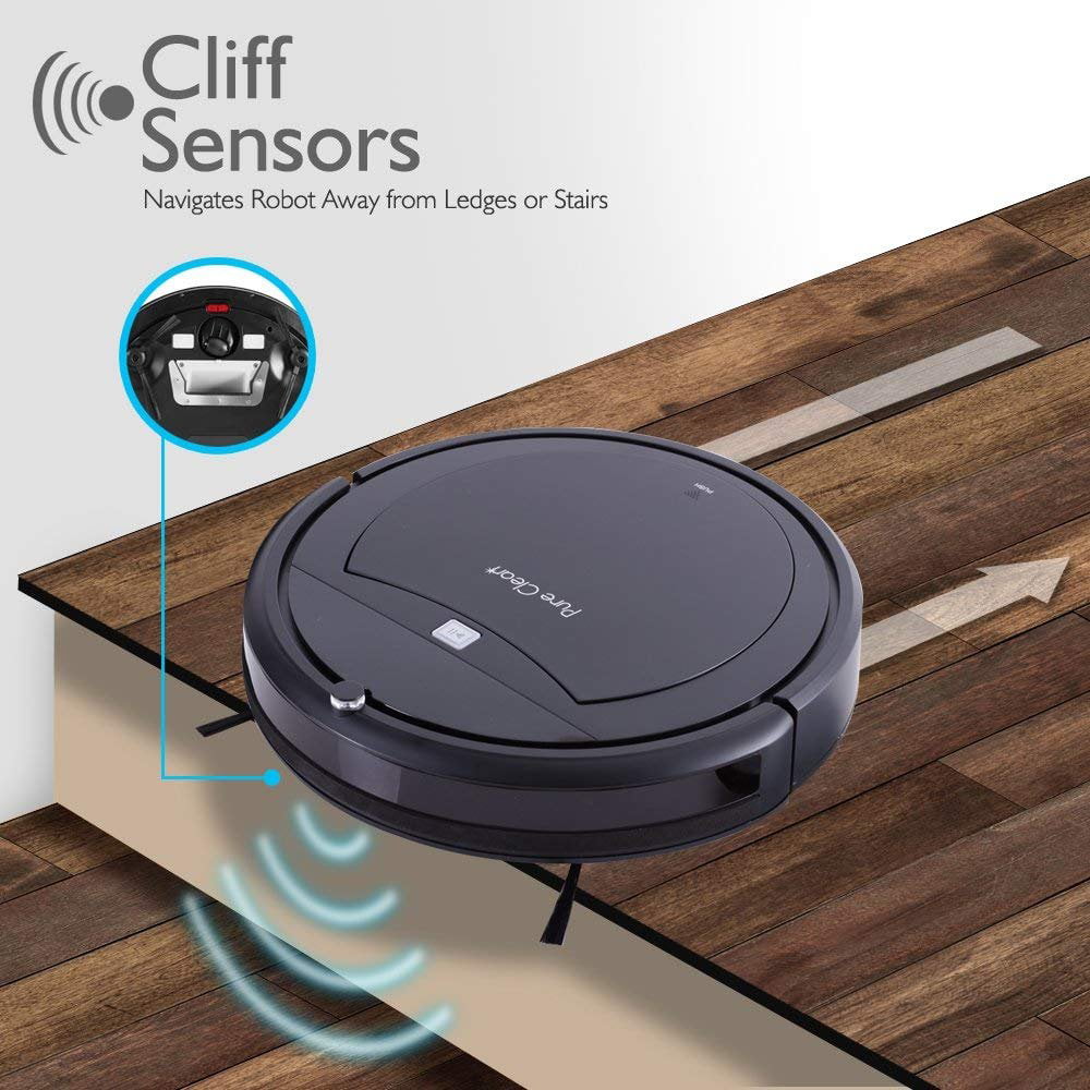 Gyro Sensor Home Navigation PureClean PUCRC105_0 Scheduled Activation & Automatic Charge Dock Smart Programmable Robot Vacuum Cleaner Robotic Auto Cleaning for Carpet Hardwood Floor 