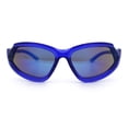 thumbnail image 3 of Swan Down Temple Curved Wrap Cat Eye Sport Plastic Sunglasses Blue - Blue Mirror, 3 of 8