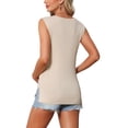 thumbnail image 3 of INSPIRE CHIC Women's Mother's Days Maternity Spring Top Short Sleeve Pullover Tops Basic Ribbed Knit Slim Fitted Casual Shirts 2026 S Khaki, 3 of 6