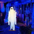 thumbnail image 5 of Halloween Decorations Indoor Outdoor, 5 FT Large Hanging Swing Ghost Halloween Decor with String Lights - Spooky Cute Ghosts Decorations for Front Porch Yard Tree, 5 of 7