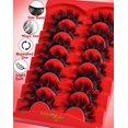 thumbnail image 4 of Strip Lashes That Look Like Lash Clusters 12-20mm Fluffy 80D Volume False Eyelashes Wispy Soft Curly Eye Lashes 7 Pairs Waterproof Faux Mink Lashes Big Personality Red Box Lashes, 4 of 6