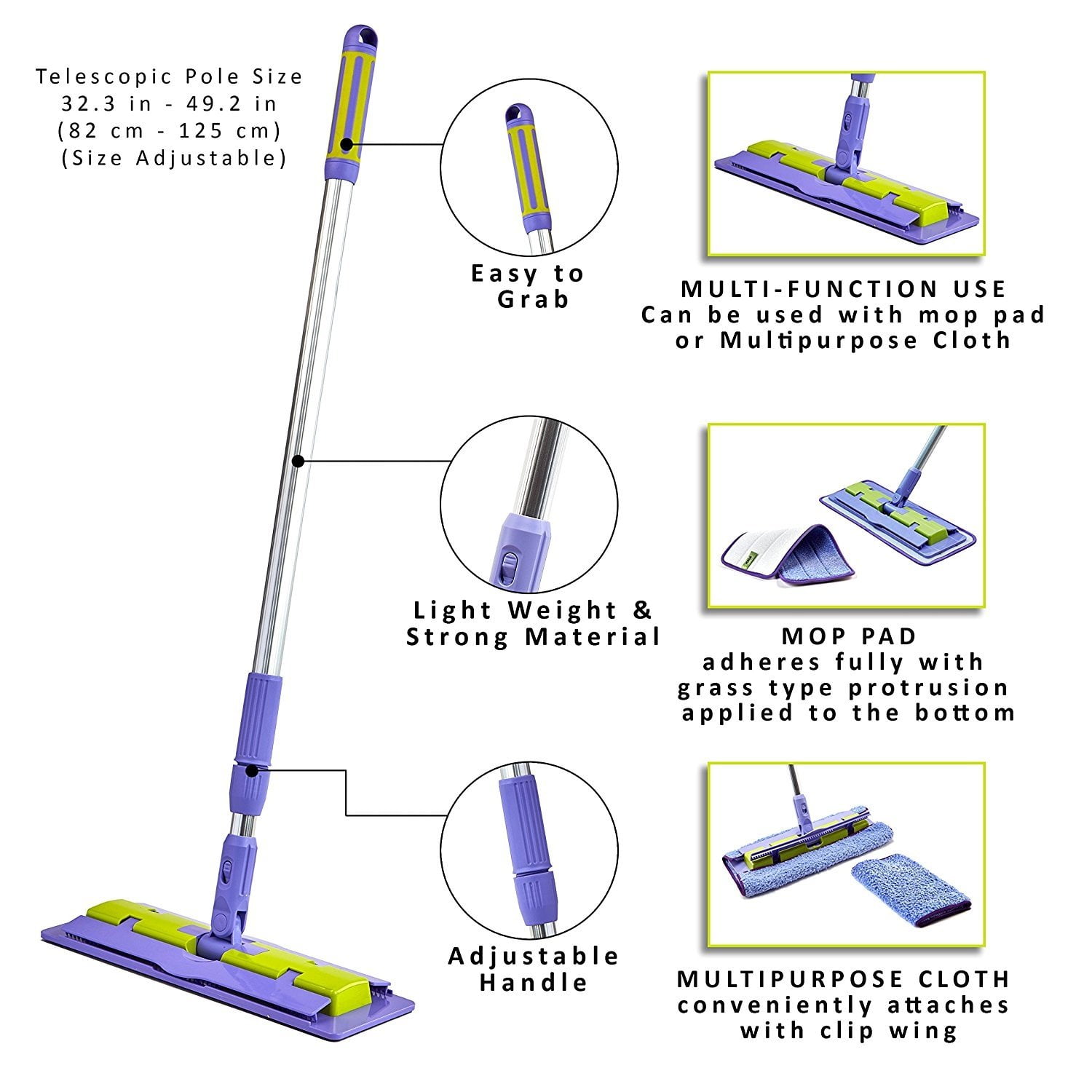 PureSky Ultra Microfiber Floor Mop Deep Clean Damp Mop Telescopic