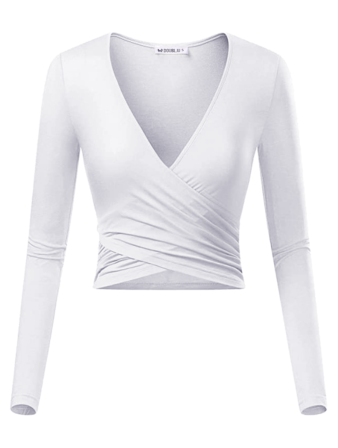 V-Neck Long Sleeve Surplice Crop Top 