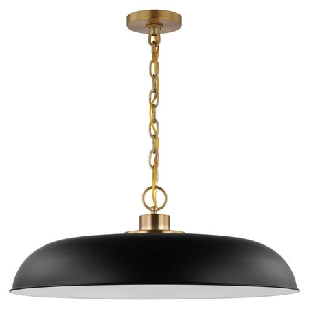 Nuvo Lighting Colony 1 Light Large Pendant Matte Black with Burnished Brass