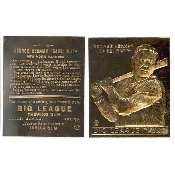 BABE RUTH 1933 Goudey 23KT Gold Card Sculptured # 53 ROOKIE - New York Yankees