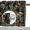 thumbnail image 6 of Spring Valance Curtain Oriental Traditional Ethnic Floral Birds Retro Black Linen Window Valances Rod Pocket Short Curtains Window Treatments for Kitchen Bedroom Bathroom Laundry 60" x 14", 6 of 9