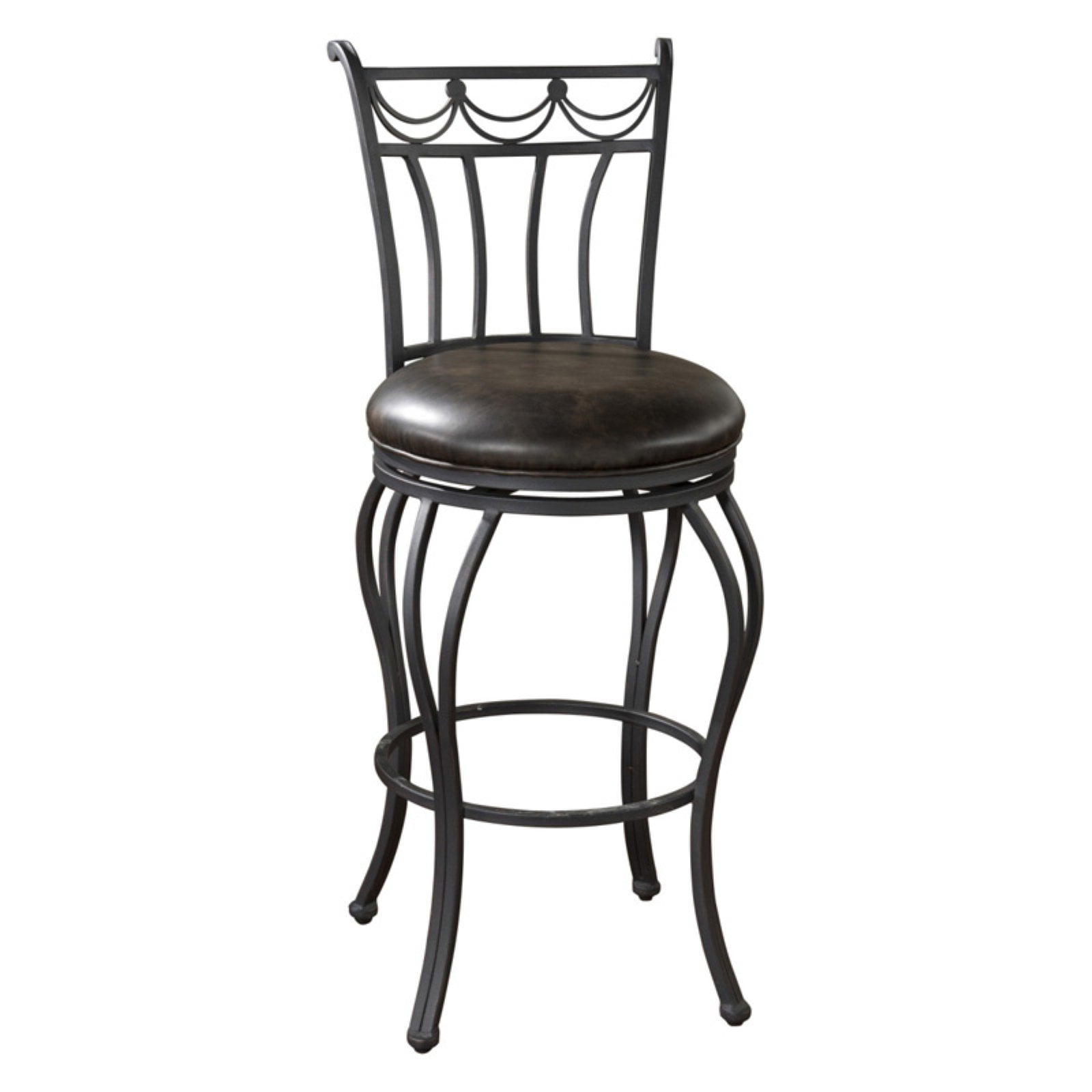 Ahb Abella Swivel Bar Stool Aged Iron With Tobacco Leather