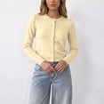 thumbnail image 6 of ClodeEU Women's Round Neck Button Front Knit Cardigan,Casual Long Sleeve Slim Fit Knit Outerwear ,Women's S-XXL, 6 of 7