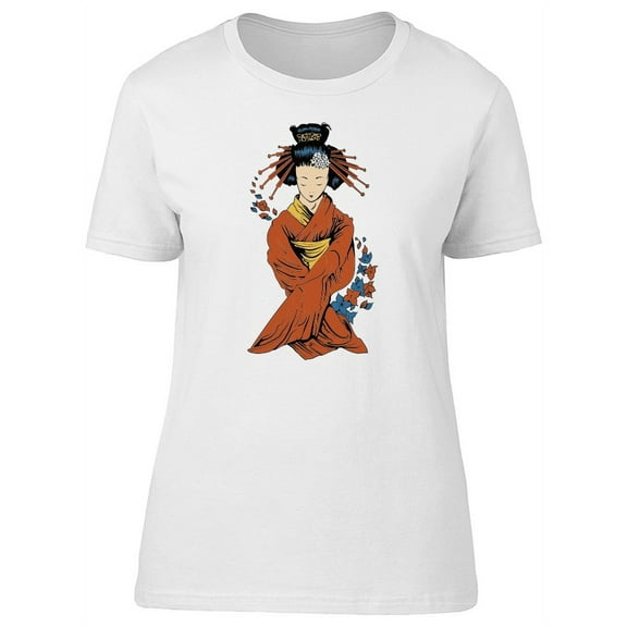 Geisha With Red Kimono T-Shirt Women -Image by Shutterstock, Female x-Large