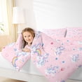 thumbnail image 3 of Erosebridal Kawaii Unicorn Kids Queen Comforter Set,Pink Loves Balloon Blue Stars Print Bedding Comforter Set For Girls,Reversible Pink 3pcs, 3 of 7