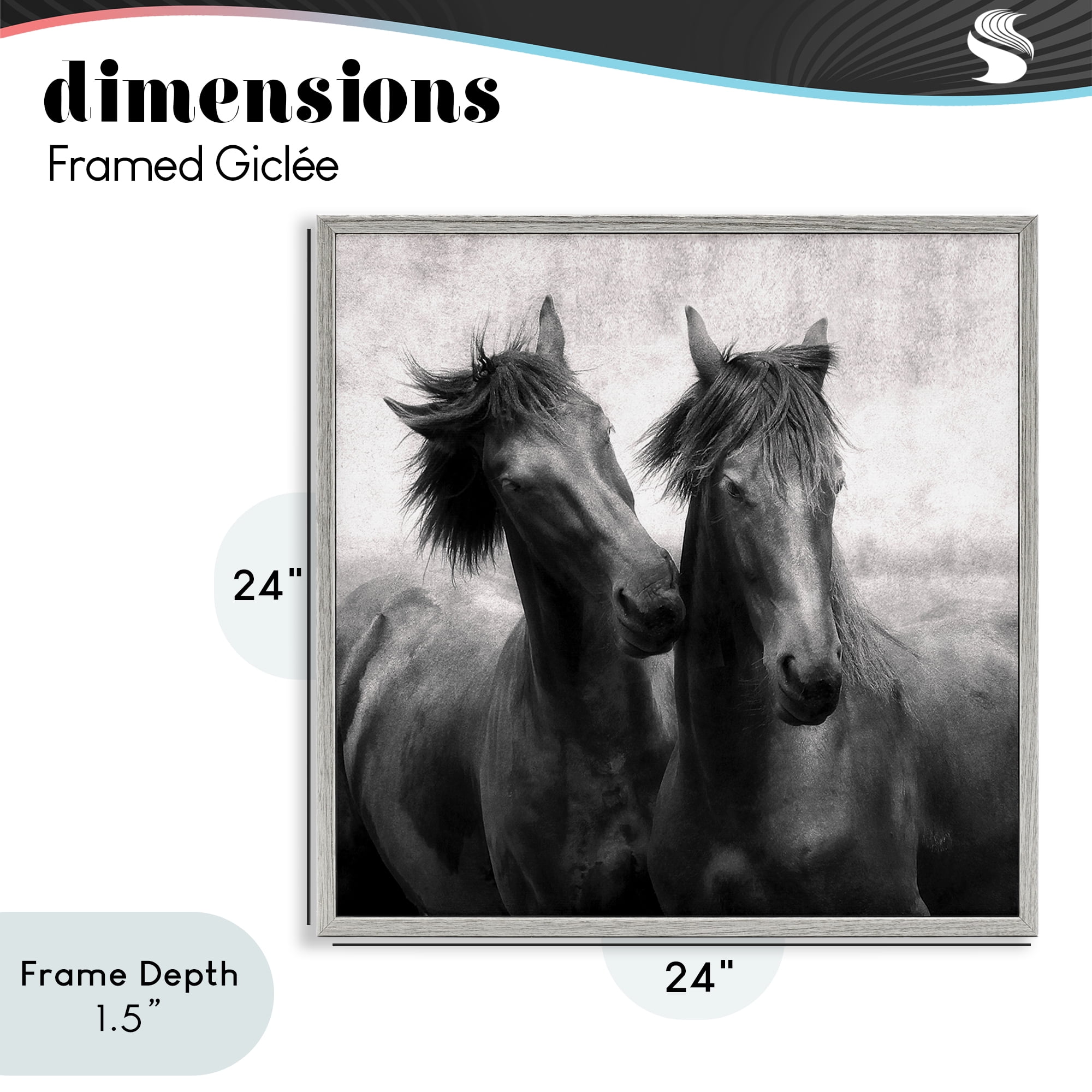 Stupell Industries Short Haired Horse Pair Gray Framed Giclee Art, design by Lars Van de Goor