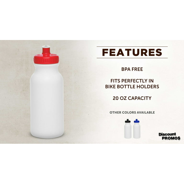 White Water Bottles with Push Cap, 10 pack, 20 oz, Reusable BPA