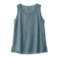 thumbnail image 6 of Pafei Tyugd Womens Linen Tank Tops Plus Size Dressy Lace Crew Neck Summer Tshirts Loose Fit Comfy Sleeveless Shirts for Daily Wear Blue M, 6 of 8