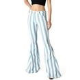 thumbnail image 4 of Saints & Hearts Womens Juniors High Rise Stripe 34" Inseam Flares (S, Baby Blue), 4 of 4