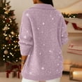 thumbnail image 4 of Valentine's Day Polo Collar Shiny Loose Sweater Top, Women's Elegant V Neck Long-Sleeved Sparkly Pullover Sweater Pink XL, 4 of 4