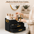 thumbnail image 3 of Countertop Makeup Organizer with Drawers, 3 Tier Cosmetic Storage Box with Beauty Accessories Set, Vanity Bathroom Counter Dresser Skincare Display Case for Lipsticks, Beauty Palettes, Black, 3 of 10
