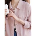 thumbnail image 4 of Solid Color Single-Breasted Polo Collar Short Jacket with Convenient Pockets, Pink, X-Large, 4 of 5