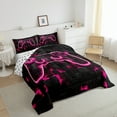 thumbnail image 4 of Gaming Full Comforter Sets Gamer Room Decor Bedding, Rose Purple Geometry Honeycomb Print Bedding Comforter Sets, Gamepad Controller Duvet Insert Modern Abstract Plaid Quilt Reversible, 4 of 7