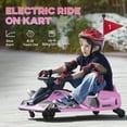 thumbnail image 6 of Aosom 12V Electric Go Kart, 5 MPH Drifting Car for Kids Outdoor Ride on Toy with Slow Start, Music, Colorful Lights, for 8-12 Years Old, Pink, 6 of 9