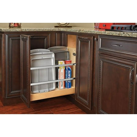 Rev-A-Shelf - 447-BCBBSC-8C - 8 in. Pull-Out Wood Foil Wrap/Tray Divider Cabinet Organizer with Ball-Bearing Soft-Close Slides