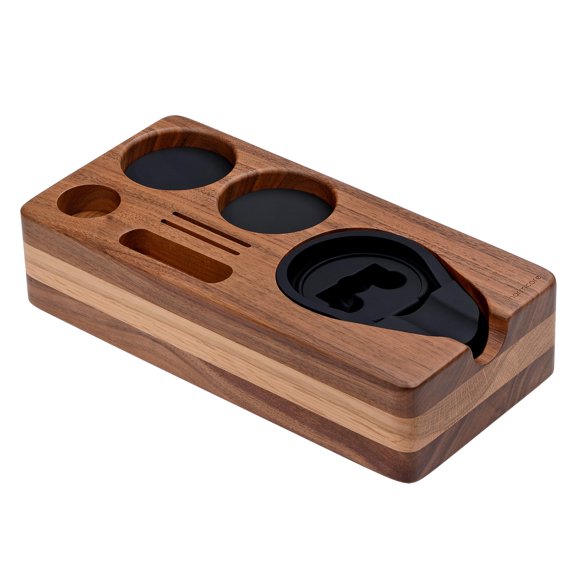 Normcore Espresso Tamping Station, Natural American Walnut Coffee Tamp Station Base Holder Stand for 51mm 54mm Portafilter, Tamper, and Distributor,