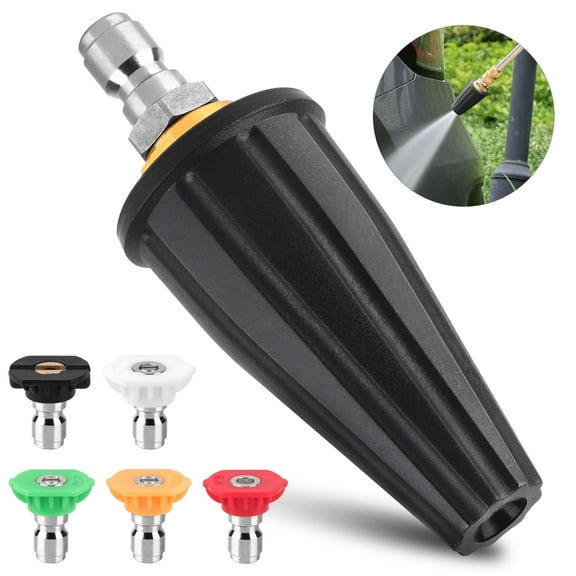 EEEkit Pressure Washer Turbo Nozzle, 4000PSI 360° Rotating Turbo Nozzle with 5 Spray Tips, 1/4" Quick Connect