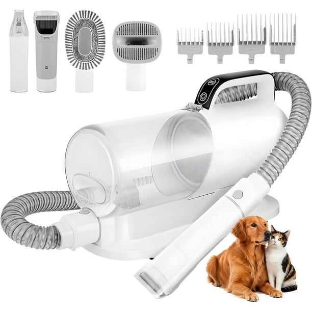Fastpet Kit de Aspiradora y Cortapelos para Mascotas 2 L Kit Completo de Aseo para Perros y Gatos con 7 Accesorios
