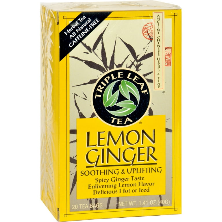 Triple Leaf Tea - Pure Caffeine Free Lemon Ginger Herbal Tea, 20